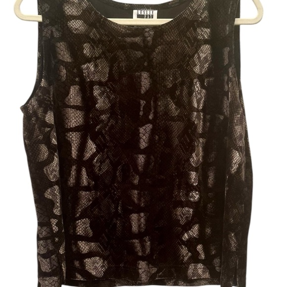 Vintage Velvet Textured Tank Top Grunge Whimsigoth Dark Sz 14 Petite - Picture 2 of 8